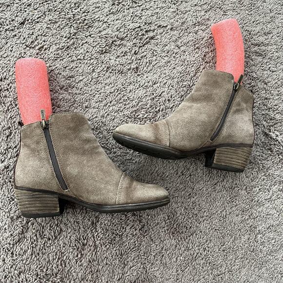 Pikolinos Boots Womens Size EU 37 Taupe Suede Ankle Booties Side Zip Tassel - Picture 3 of 8